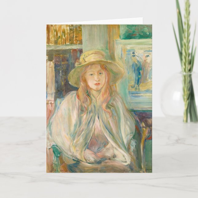 Cartão Fillette au Chapeau de Paille | Berthe Morisot (Frente)