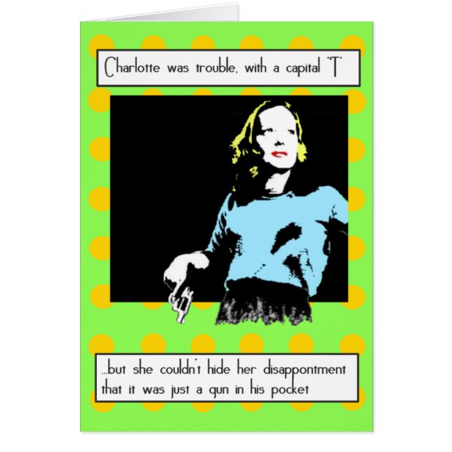 Cartão Filme Noir: Menina com arma (pop art) (Frente)