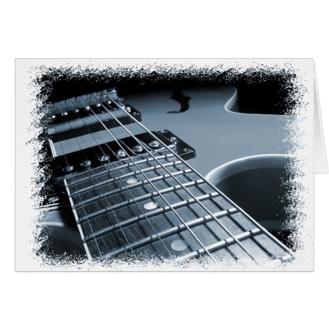 Cartão Fim-acima azul da guitarra elétrica (Frente Horizontal)