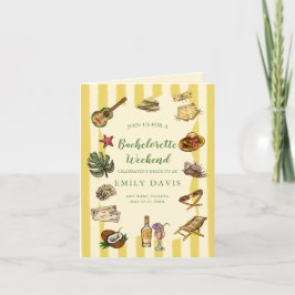 Cartão Fim de semana da Bachelorette de Verão Amarelo e V