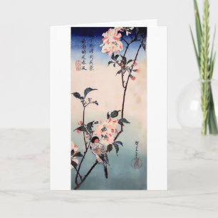 Cartão Finch Cherry Blossom Japanese Print