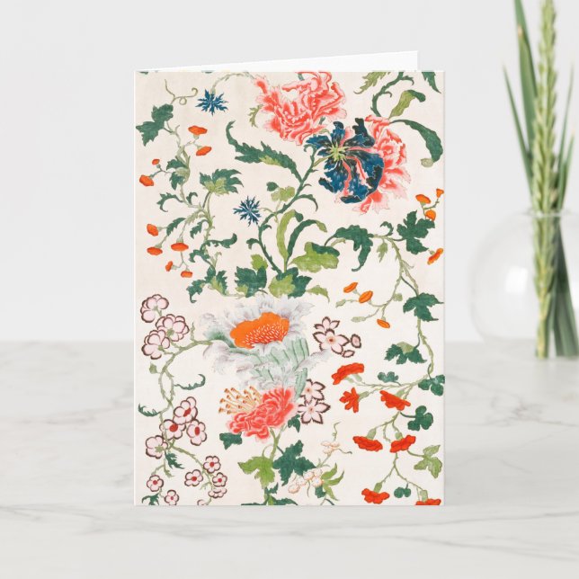 Cartão Fine Chinese silk flower design mid 18th century (Frente)