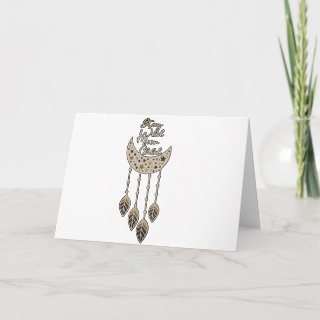 Cartão Fique Selvagem Lua Criança Branco (Frente)