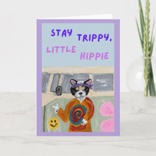 Cartão Fique Tripado, Pequeno Gato Tuxedo Hippie