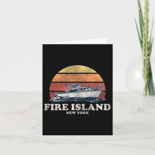 Cartão Fire Island Ny Vintage Barco 70s Retro Boat Desi