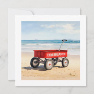 Cartão Fire Island Red Wagon Sandy Beach LI Nova York