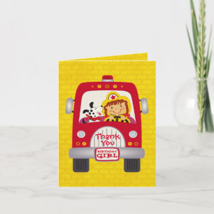 Cartão Fire Truck Birthday Girl v1