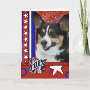 Cartão Firecracker de 4 de julho - Corgi
