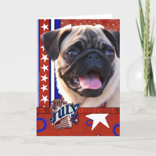 Cartão Firecracker de 4 de julho - Pug