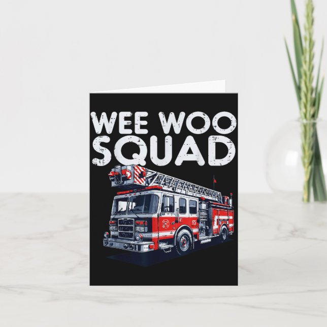Cartão Firefighter Truck Wee Woo Squad Fireman Men Boys K (Frente)