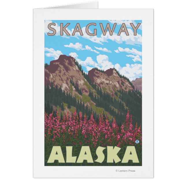 Cartão Fireweed & Mountain - Skagway, Alasca (Frente)