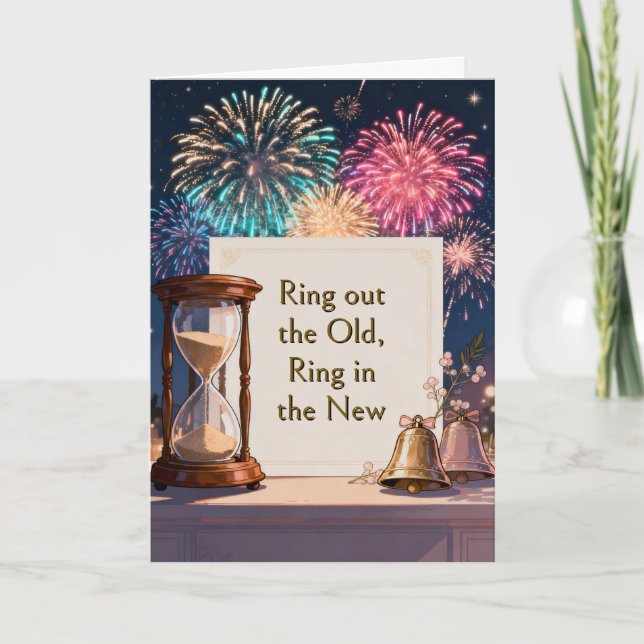 Cartão Fireworks New Year Holiday (Frente)