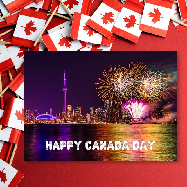 Cartão Fireworks Toronto CN Tower Happy Canada Day (Criador carregado)