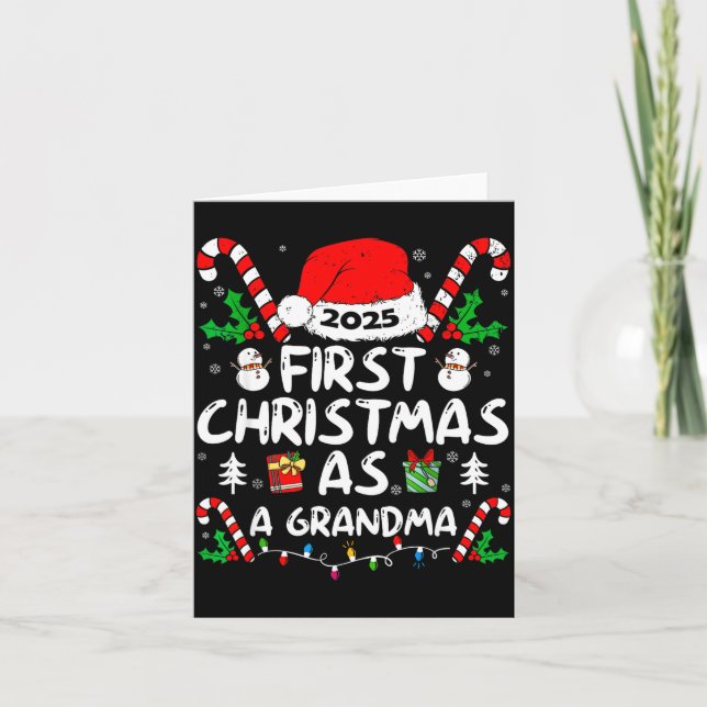 Cartão First Christmas As A Grandma 2025 Family Matching  (Frente)