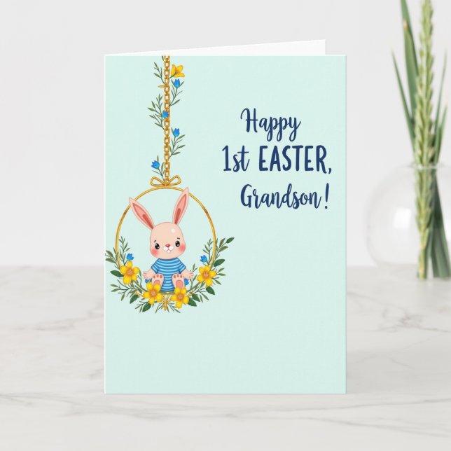 Cartão First Easter Grandson Bunny Card (Frente)