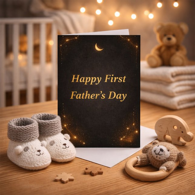 Cartão First Father’s Day Elegant Gold Personalized Card  (Criador carregado)
