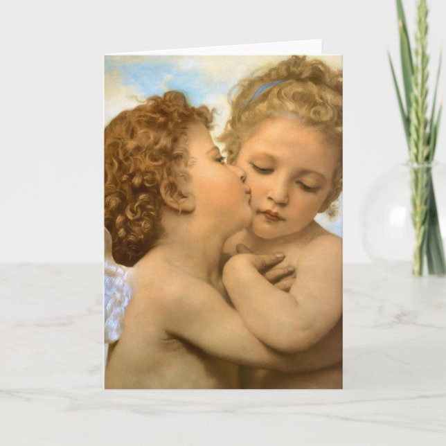 Cartão First Kiss (detalhe de anjo), de Bouguereau (Frente)