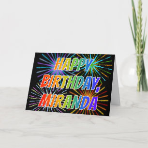 Cartão First Name "MIRANDA" Fun "HAPPY BIRTHDAY"