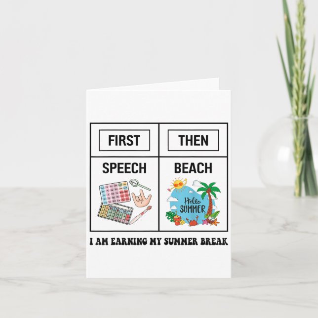 Cartão First Speech Then Beach Funny Speech Therapy Summe (Frente)