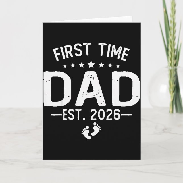 Cartão First Time Daddy New Dad Est 2026 Shirt Fathers Da (Frente)