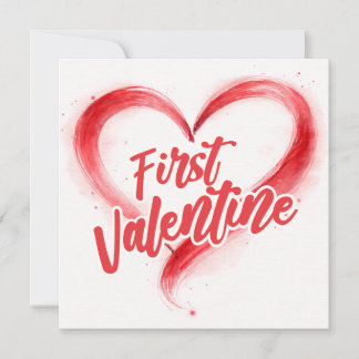 Cartão First Valentine Minimal red Heart