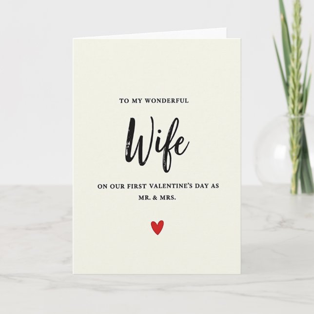 Cartão First Valentines Mr And Mrs Wife Card (Frente)