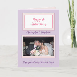 Cartão First Wedding Anniversary purple photo