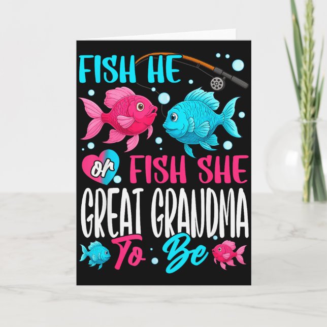 Cartão Fish He Or Fish She Gender Reveal Family Great Gra (Frente)