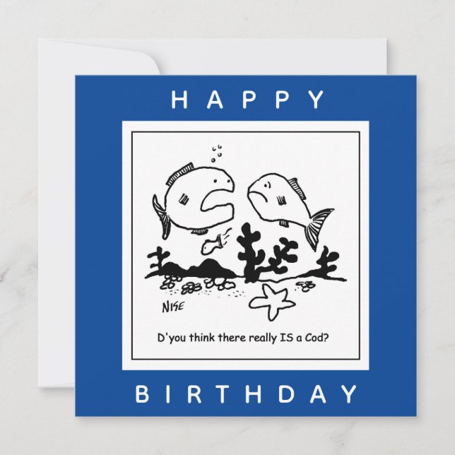 Cartão Fish questiona se há um desenho de Deus (Frente)