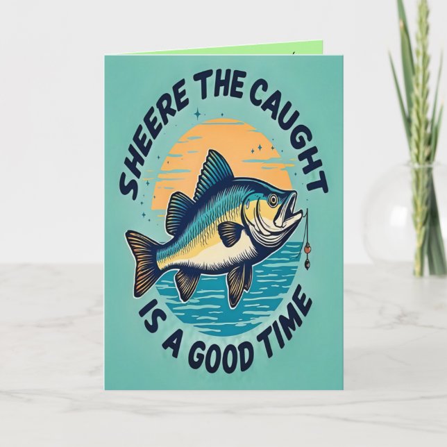 Cartão Fishing for Happiness, Folded Greeting Card (Frente)