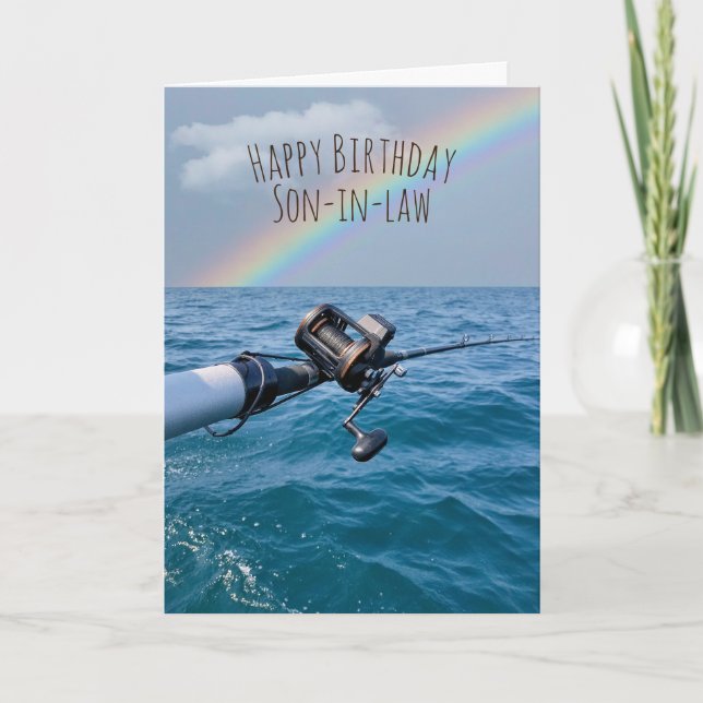 Cartão Fishing Reel and Rainbow Birthday (Frente)