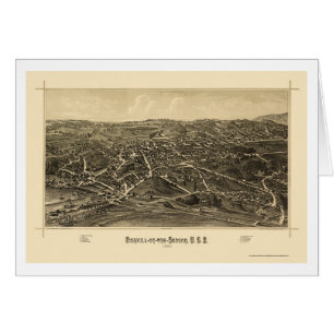 Cartão Fishkill, mapa panorâmico de NY - 1886