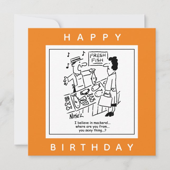Cartão Fishmonger Canta Sobre Cartoon De Sarda (Frente)