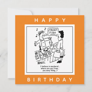 Cartão Fishmonger Canta Sobre Cartoon De Sarda