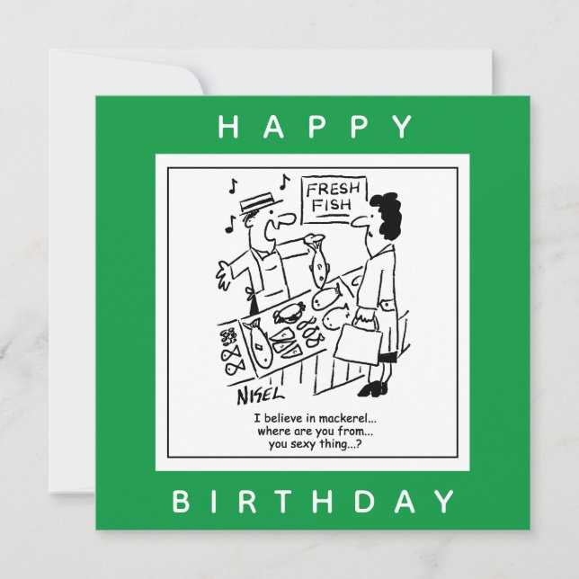 Cartão Fishmonger Canta Sobre Cartoon De Sarda (Frente)