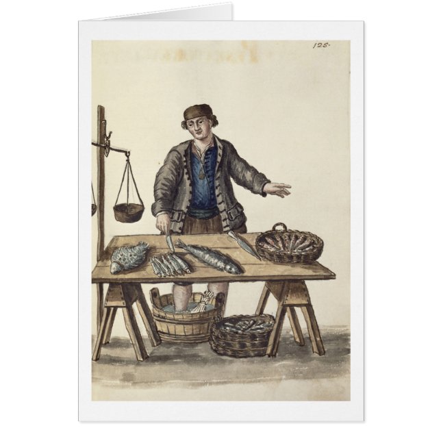 Cartão Fishmonger, Venetian (manuscrito) (Frente)