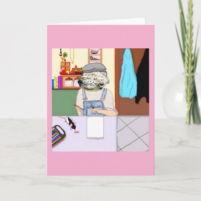 Cartão Fishy Artist And Herman The Rat 🐀  (Frente)