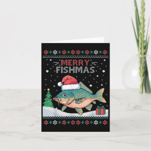 Cartão Fismas felizes - Pesca de Carpa de Natal Engraçada