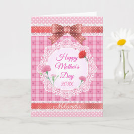 Cartão Fita de Renda Feliz Dia das Mães