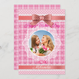 Cartão Fita de Renda Feliz Dia das Mães