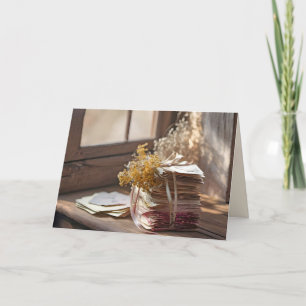 Cartão Fita Em Letras Antigas Por Janela