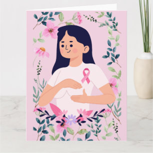 Cartão Fita Rosa para Sensibilização do Cancer da Mama