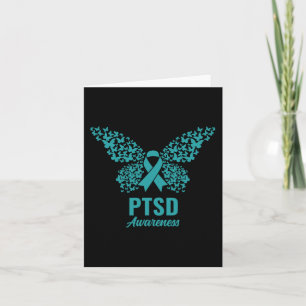 Cartão Fita Teal Com Borboletas - Sensibilização Ptsd