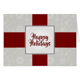 Cartão Fita vermelha e Flocos de neve