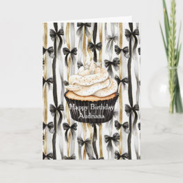 Cartão Fitas e Laços Pretos Prateados Dourados Glamurosos