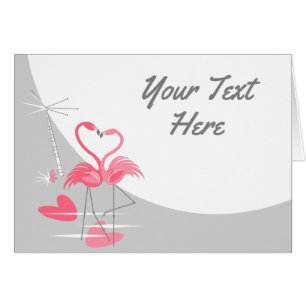 Cartão Flamingo Adora Grande Lua Seu Texto