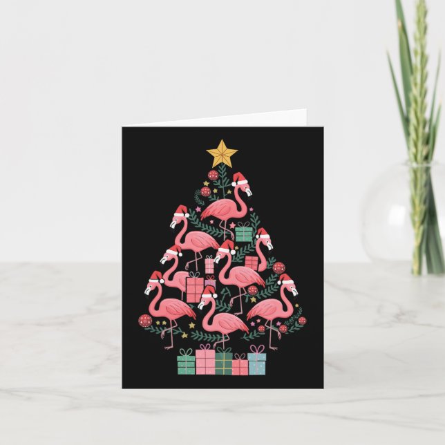 Cartão Flamingo Árvore de Natal (Frente)