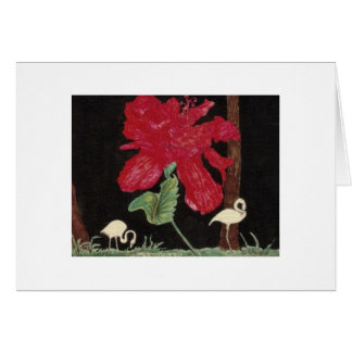 Cartão flamingo branco e hibisco