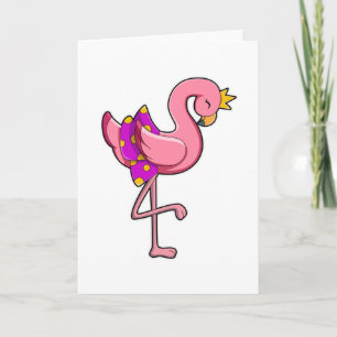 Cartão Flamingo com Coroa e Saia