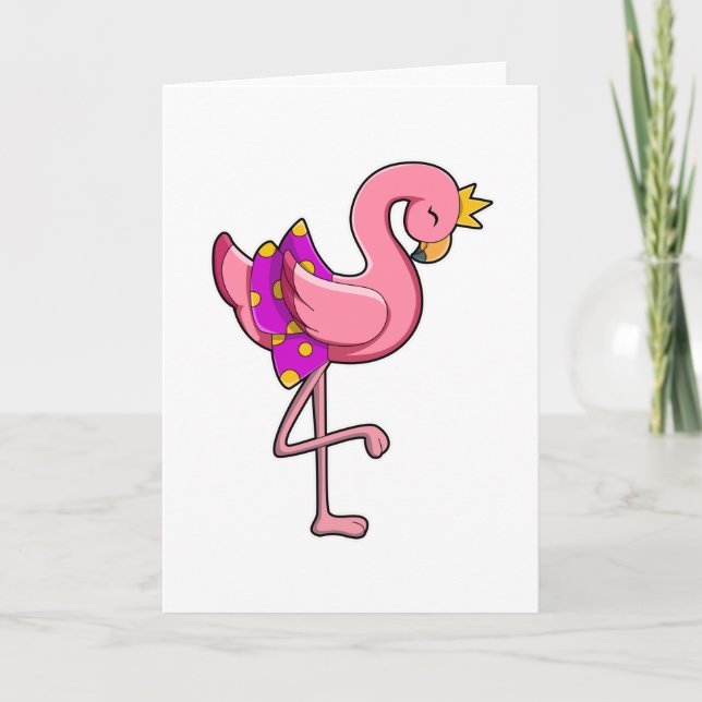 Cartão Flamingo com Coroa e Saia (Frente)